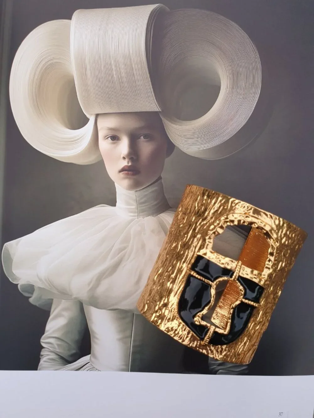 Schiaparelli Lock Bracelet Gold Black Cuff Bangle Luxury Fashion Women Jewelry